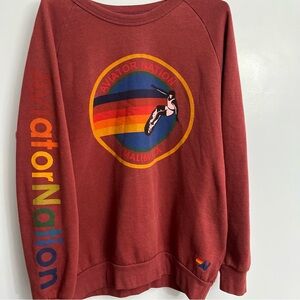 Aviator Nation Crewneck Sweatshirt Red Venice Size XXL Made In California USA